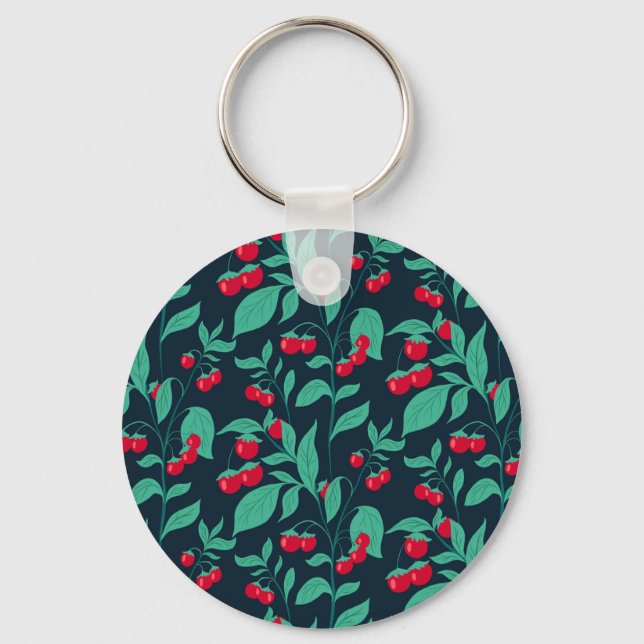 Pattern cherry tomatoes on the bushes   key ring (Front)