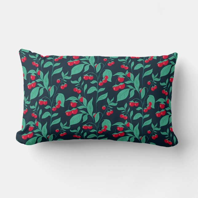 Pattern cherry tomatoes on the bushes   lumbar cushion (Front)