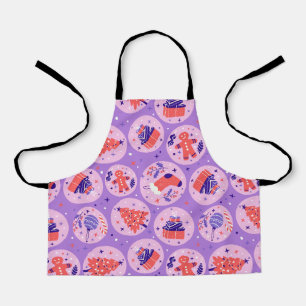 Pattern Christmas purple gift Apron
