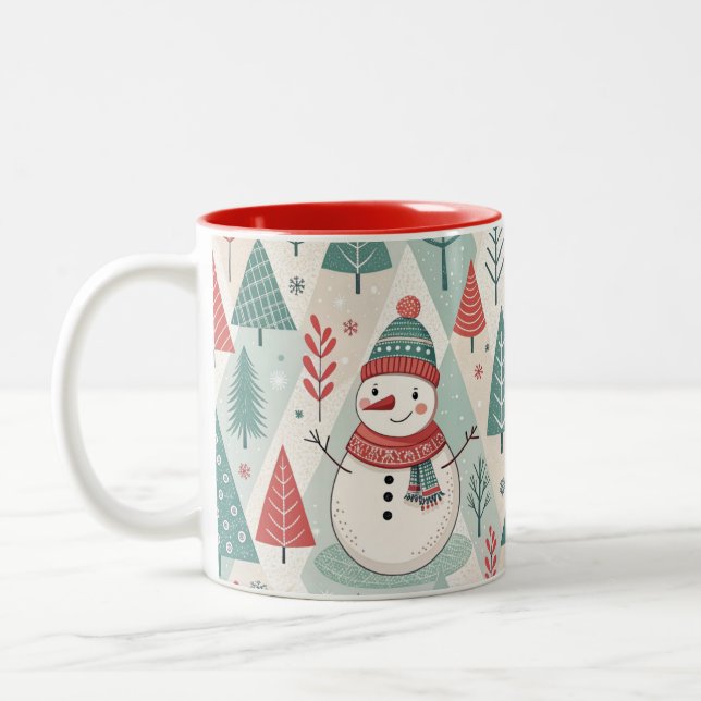 Pattern Christmas Scandinavian Two-Tone Coffee Mug (Left)