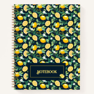 Pattern Citrus Lemon Spiral Notebook