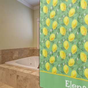 Pattern citrus yellow  green Shower Curtain