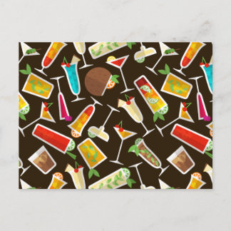 Pattern cocktail and long drink, cocktail bar postcard