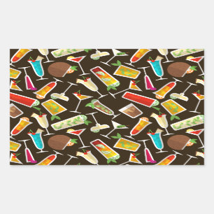 Pattern cocktail and long drink, cocktail bar rectangular sticker