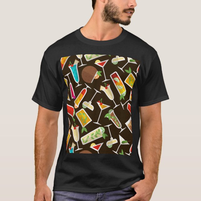 Pattern cocktail and long drink, cocktail bar T-Shirt (Front)