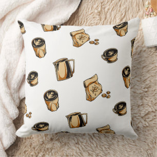 Pattern Coffee Lover Vintage Illustration Cushion