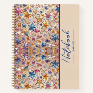Pattern Colourful Shiny Stars Spiral Notebook