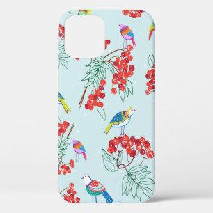 pattern consisting of birds and berries iPhone 12 case