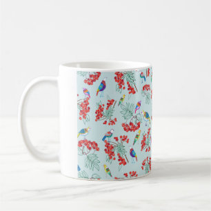 pattern consisting of birds and berries coffee mug