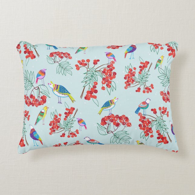 pattern consisting of birds and berries decorative cushion (Front)