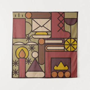 Pattern: cosy evening. Vintage illustrationabstrac Tapestry