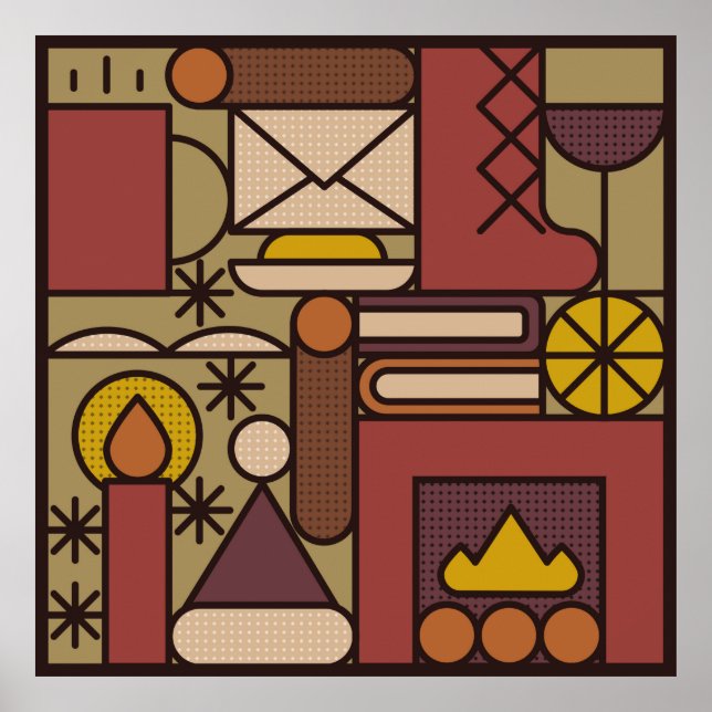 Pattern: cozy evening. Vintage illustrationabstrac Poster (Front)