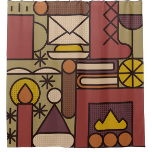 Pattern: cozy evening. Vintage illustrationabstrac Shower Curtain