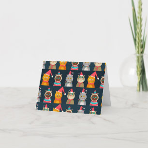 Pattern cute cat Christmas, Meow Christmas Thank You Card