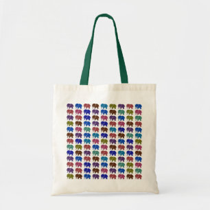 pattern cute colour elephants tote bag