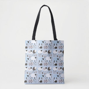 Pattern Cute Sheep Pastel Blue Colour Minimal Tote Bag