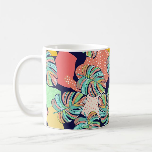 Pattern design of a tropical artwork, with multico coffee mug (Left)