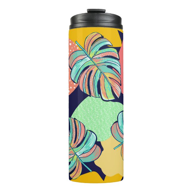 Pattern design of a tropical artwork, with multico thermal tumbler (Front)