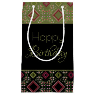 Pattern Detailing With Burgundy Small Gift Bag