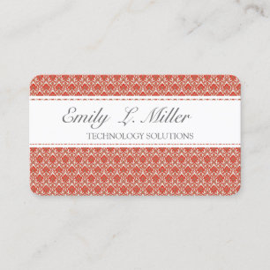 Pattern Difference Red White Pretty Damask Business Card