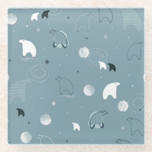 pattern displaying a cute polar glass coaster