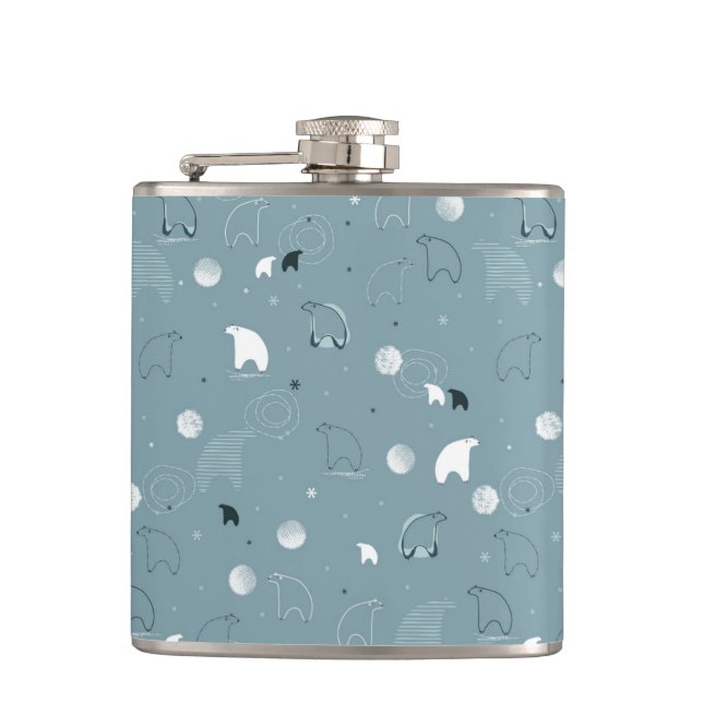 pattern displaying a cute polar hip flask (Front)