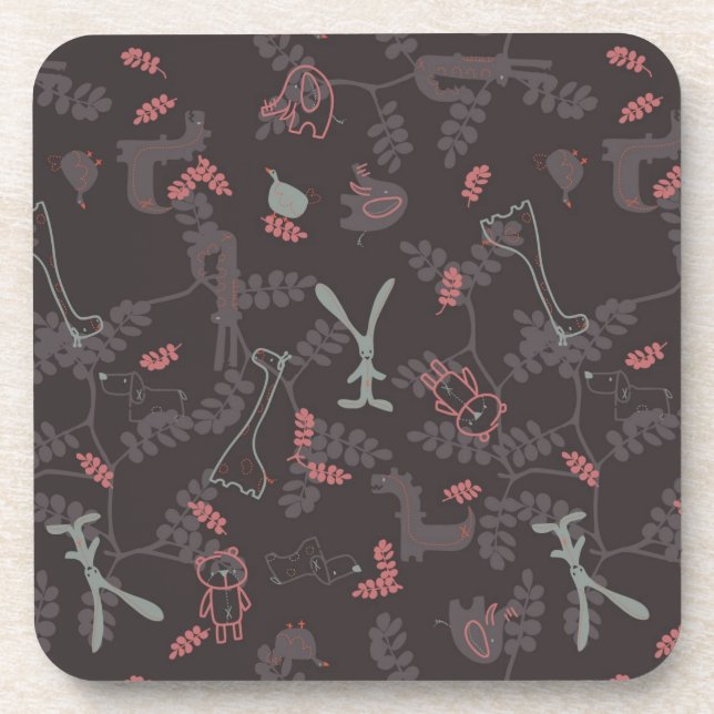 pattern displaying baby animals 1 coaster (Front)