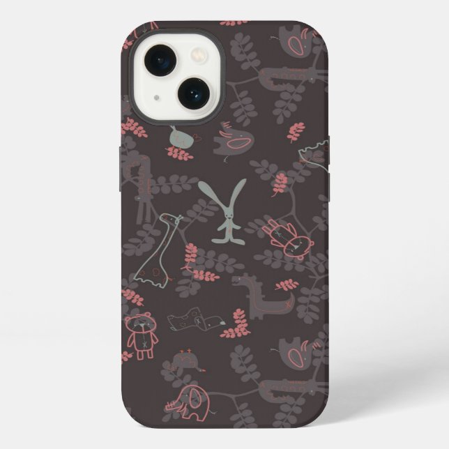 pattern displaying baby animals 1 iPhone case (Back)
