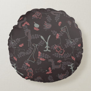 pattern displaying baby animals 1 round cushion