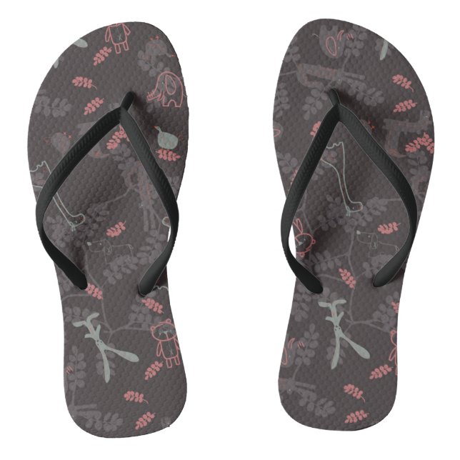 pattern displaying baby animals 1 thongs (Footbed)