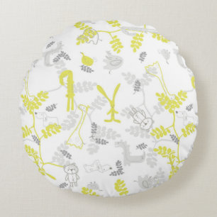 pattern displaying baby animals 2 round cushion