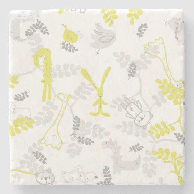 pattern displaying baby animals 2 stone coaster (Front)
