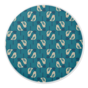 pattern displaying birds ceramic knob