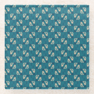 pattern displaying birds glass coaster