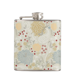 pattern displaying curly garden hip flask