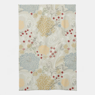 pattern displaying curly garden tea towel