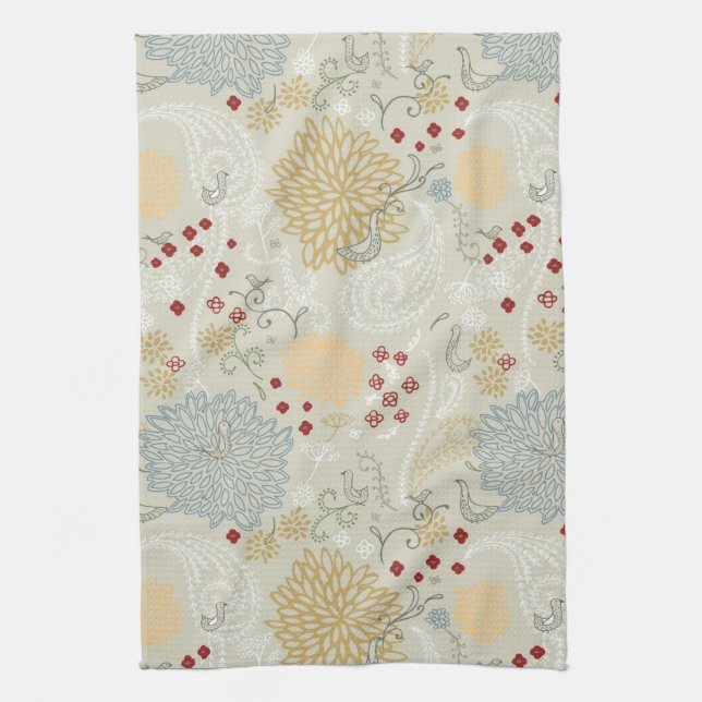 pattern displaying curly garden tea towel (Vertical)