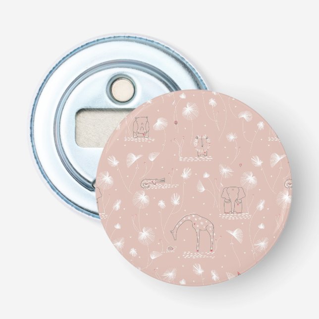 pattern displaying cute baby jungle animals bottle opener (Front)