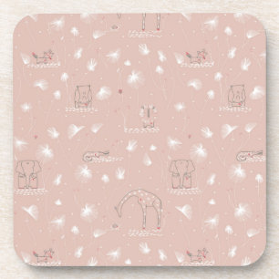 pattern displaying cute baby jungle animals coaster
