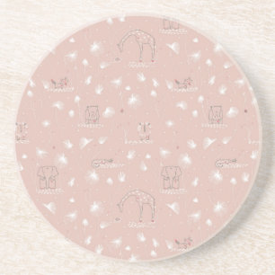 pattern displaying cute baby jungle animals coaster