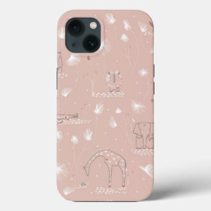 pattern displaying cute baby jungle animals iPhone 13 case