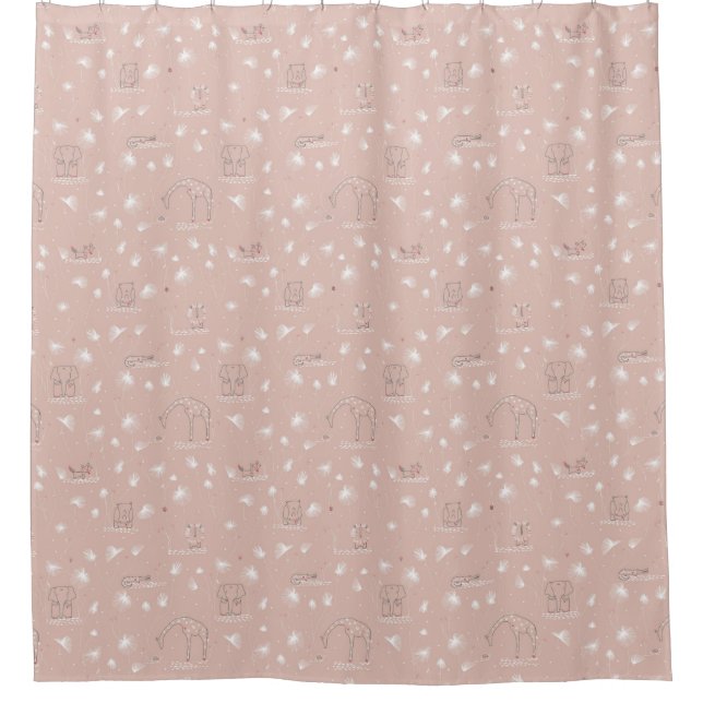pattern displaying cute baby jungle animals shower curtain (Front)