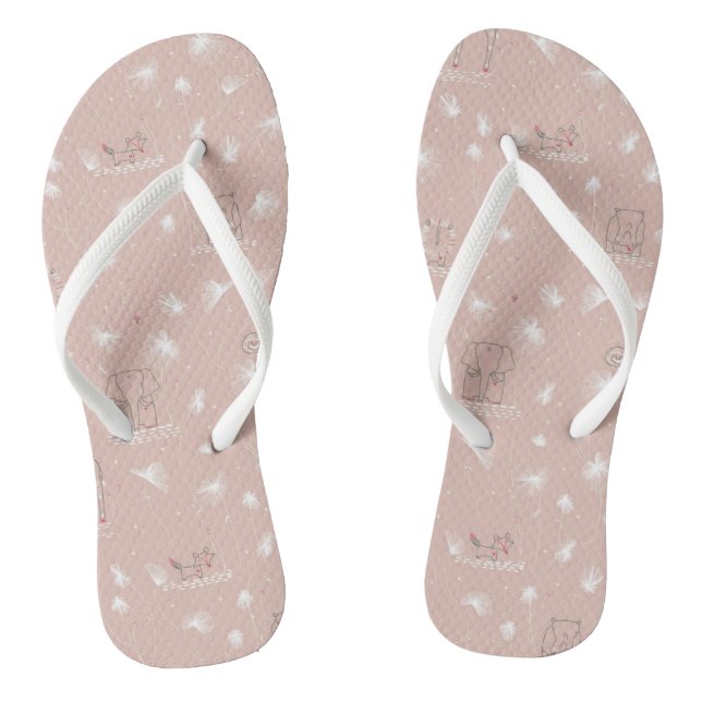 pattern displaying cute baby jungle animals thongs (Footbed)