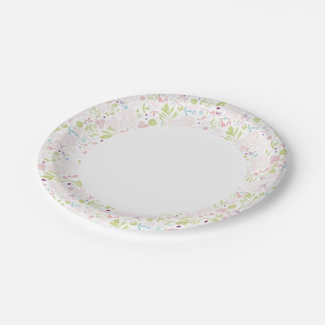 pattern displaying floral paper plate (Angled)