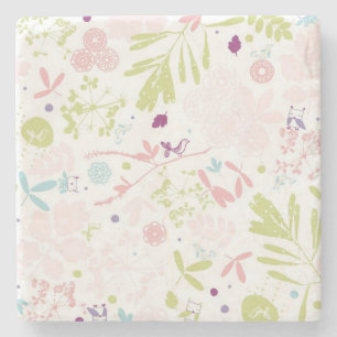 pattern displaying floral stone coaster