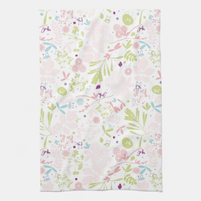 pattern displaying floral tea towel (Vertical)