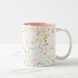 pattern displaying floral Two-Tone coffee mug