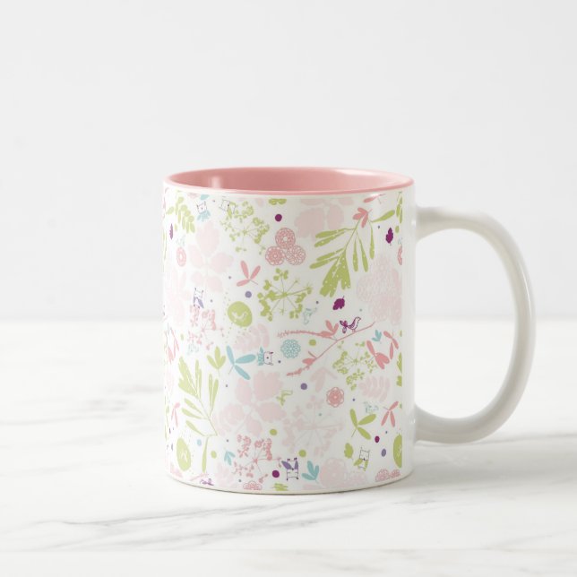 pattern displaying floral Two-Tone coffee mug (Right)