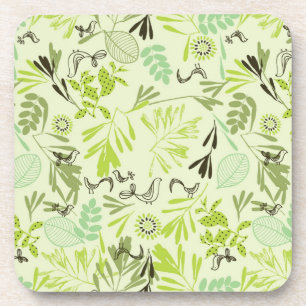 pattern displaying little baby birds coaster