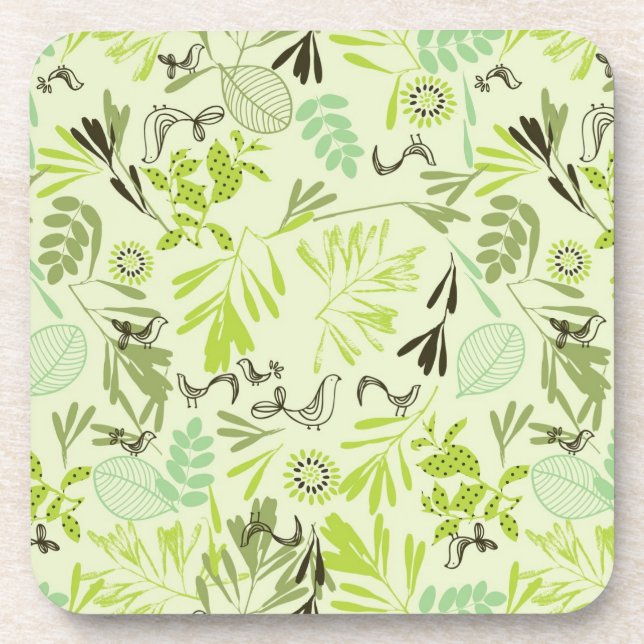 pattern displaying little baby birds coaster (Front)